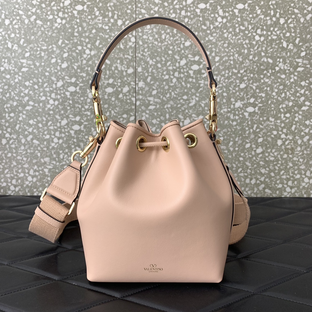 Valentino Garavani Loco Bucket Bag in Nude Pink Calfskin Leather